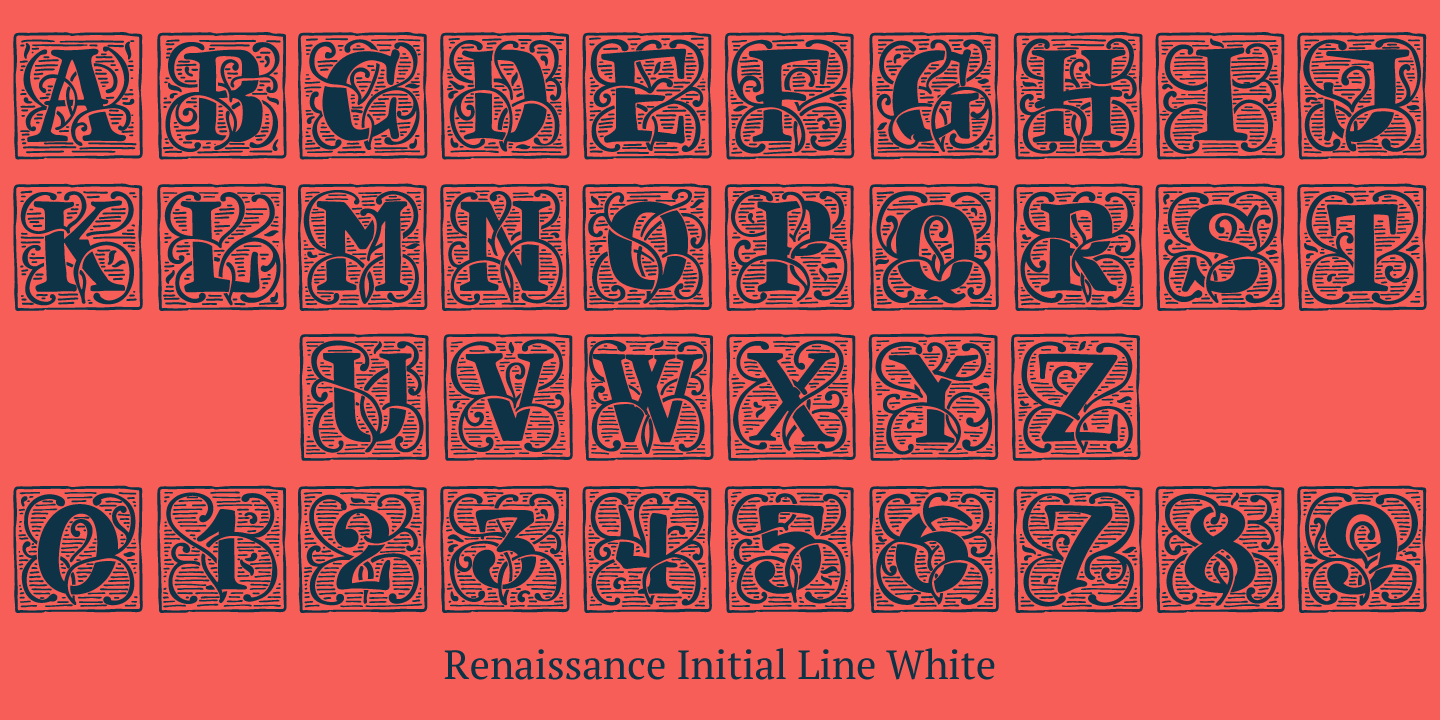 Пример шрифта Renaissance Initial Dots Black